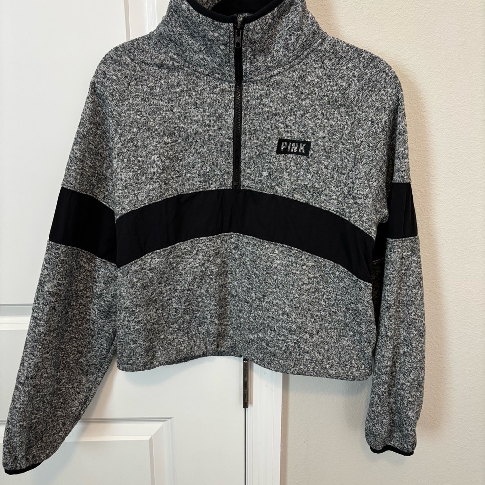 Victoria Secret Pink—Gray and Black Quarter-Zip Pullover